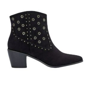 Rebel  Black Studded Ankle Boot
